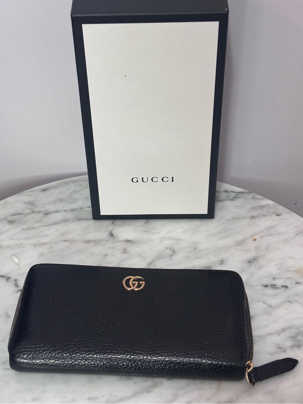 Gucci Black Leather Zip-Around Wallet
